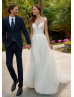 Beaded Ivory Embroidered Lace Tulle Glitter Wedding Dress